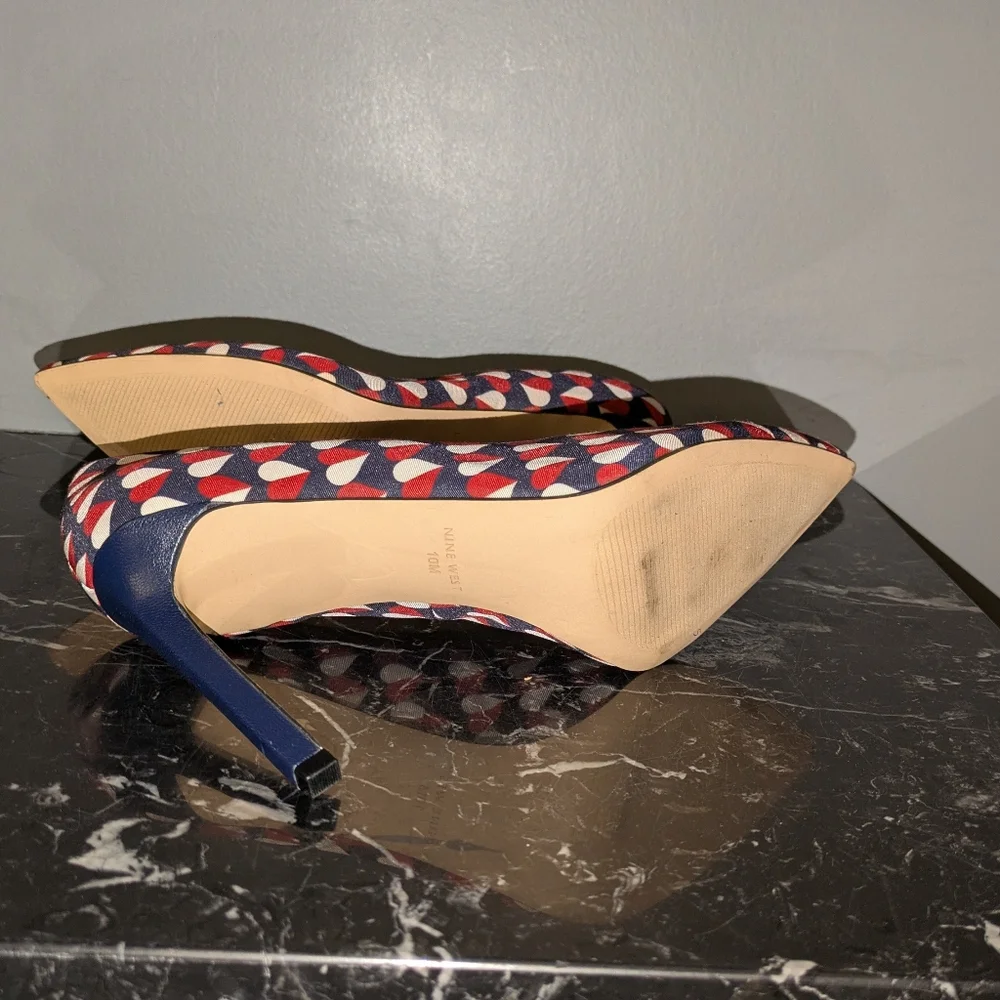 Nine West Stylish Women's Heels in Red and Blue Size 10M - Picture 7 of 11